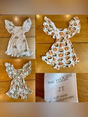 Girls' Kate Quinn Bamboo ruffle cross back jumper Romper dresses 2T